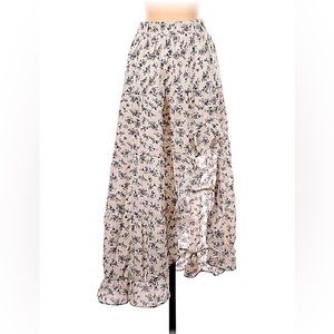 Floral Ruffle Maxi Skirt - Pink